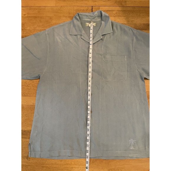 Tommy Bahama Button Down Up Shirt Adult Medium‎ Short Sleeve 100% Silk Blue/Gray - Picture 4 of 8